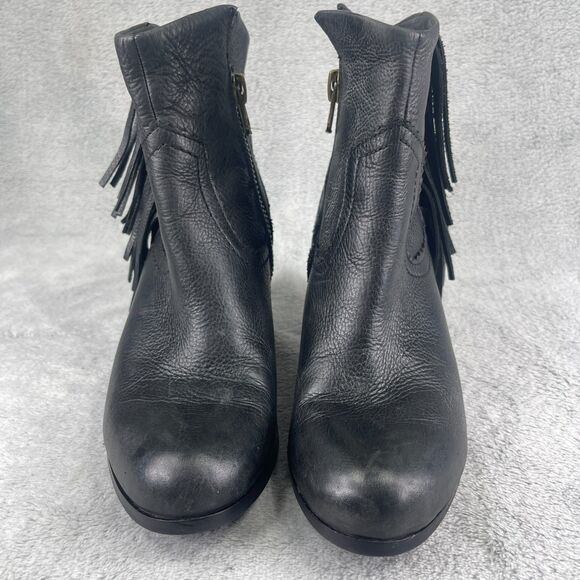 Sam Edelman Louie Womens US 8 M Bootie Black Fringe Leather Side Zip Ankle Boots - Picture 6 of 16